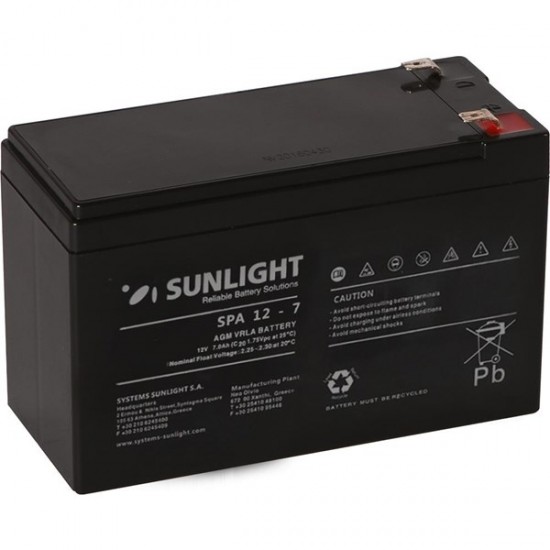 Sunlight 12v 7amper Spa 12-7 Kuru Tip Akü Avrupa üretim