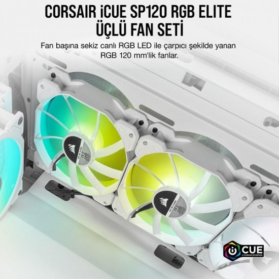 Corsair Co-9050137-ww Icue Sp120 Rgb Elite Beyaz 120mm Kasa Fanı-kontrol ünitesi 3--lü Paket