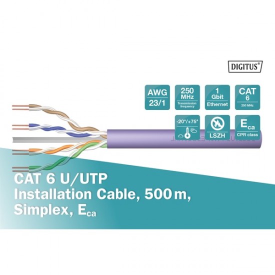 Digitus Cat6 Utp 23awg Turuncu 500m Makara Saf Bakır Kablo 0.50mm Dk-1613-vh-5-or