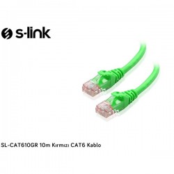 S-link SL-CAT610GR 10m Yeşil CAT6 Patch Kablo