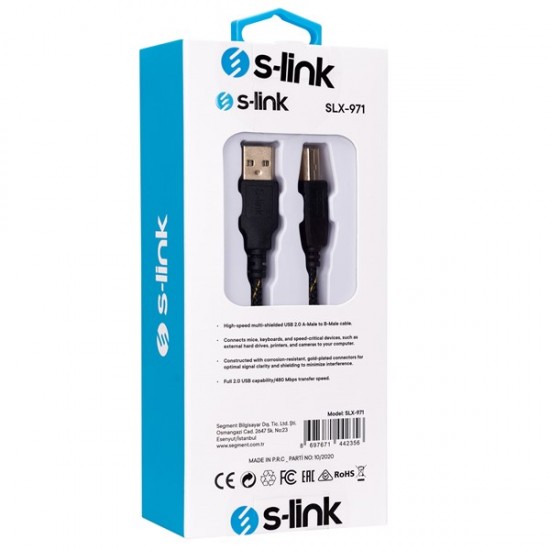 S-link Slx-971 Usb2.0 3m Gold Kılıflı Yazıcı Kablosu