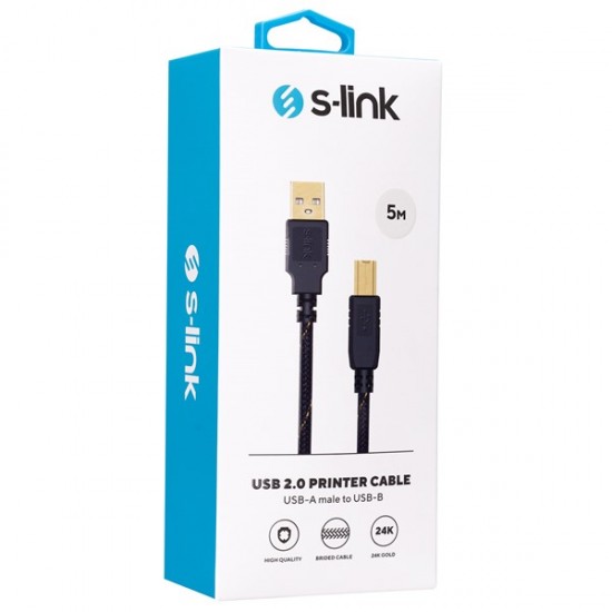 S-link Slx-972 Usb2.0 5m Gold Kılıflı Yazıcı Kablosu