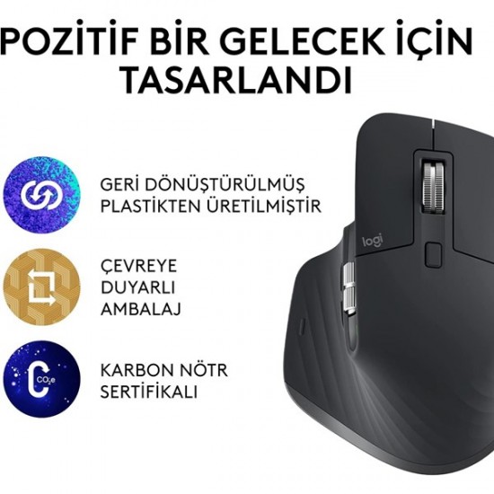 Logitech Mx Master 3s Kablosuz 8000dpı Performans Mouse Siyah 910-006559