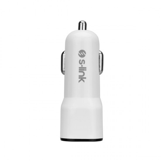 S-link SL-EC30T Type-C Kablolu 3.4A 2 USB Beyaz Araç Şarj Cihazı