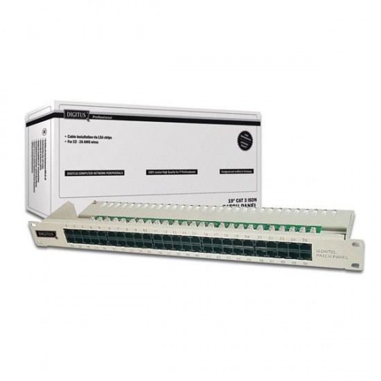 Digitus Dn-91350-1 19" 50 Port Cat-3 Isdn Patch Panel, Zırhsız