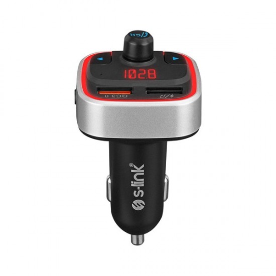 S-link Sl-bt401 Rgb Bluetooth V5.0 Led Ekran Tf Kart 64g(max) çift Usb Qc3.0+5v/2.4a Hızlı şarjlı Fm Transmitter