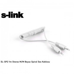 S-link SL-SP2 1m Stereo M/M Beyaz Spiral Ses Kablosu