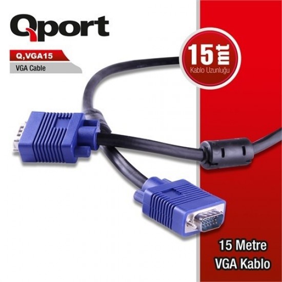 Qport Q-vga15 15metre Vga Görüntü Kablosu