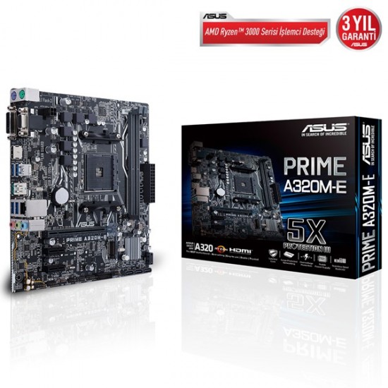 ASUS PRIME A320M-E DDR4 M2 PCIe NVME HDMI DVI PCIe 16X v3.0 AM4 mATX
