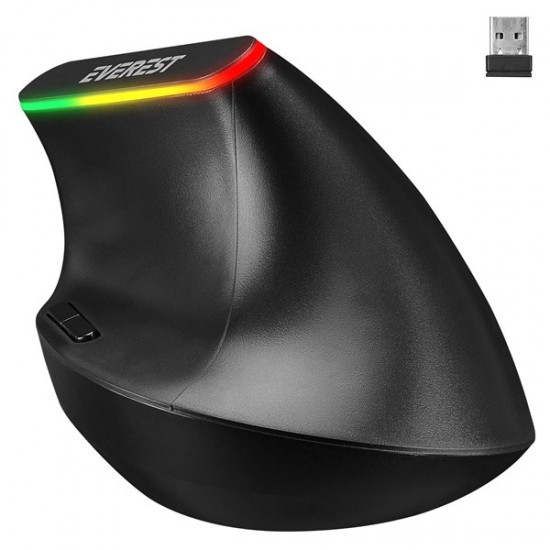 Everest Smw-618 Rgb Işıklı Ergonomik Dikey Tutuşlu Vertical Siyah Kablosuz Mouse