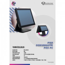 QUATRONIC 15" Dokunmatik (İki Ekranlı) P155-D CORE i5 8GB RAM- 128GB SSD- FDOS- POS PC