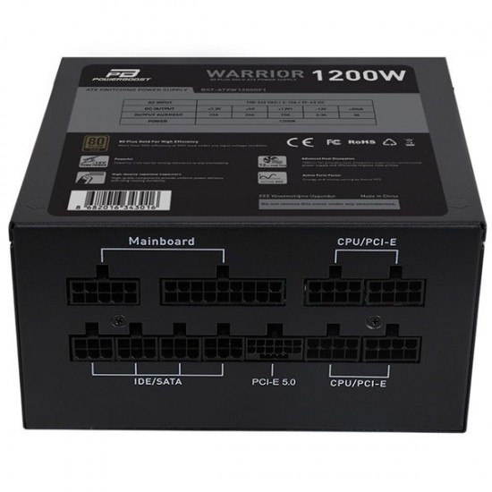 Powerboost 1200w 80+ Gold Bst-atx1200gf1 Warrior Pcie 5.0 Tam Modüler Power Supply