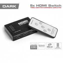 DARK 5port DK-HD-SW4X1 5port HDMI (giriş) 1port HDMI (çıkış) 1920x1080 HDMI Switch