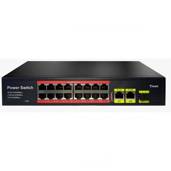 TIWOX 16port FULL PoE TP-1621SFP-POE200W 2xUPLINK GIGABIT-1XSFP Switch RackMount