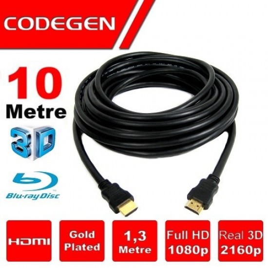 Codegen Cps100 10metre Hdmi Görüntü Kablosu 3d Gold 1.4v 2k