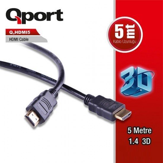 Qport Q-hdmi5 5metre Hdmi Görüntü Kablosu 3d Gold 1.4v