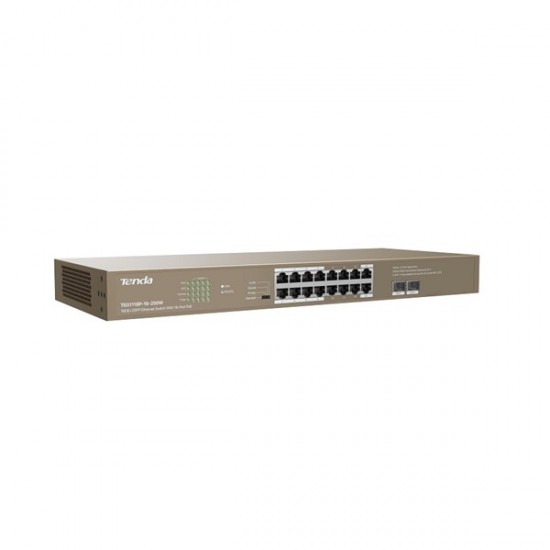 Tenda 16port 250w Full Poe Teg1118p-16-250w Gigabit 2x Sfp Yönetilemez Switch