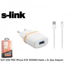 S-link SLP-230 1000MA iPhone Lightning Kablo + Ev Şarj Adaptör