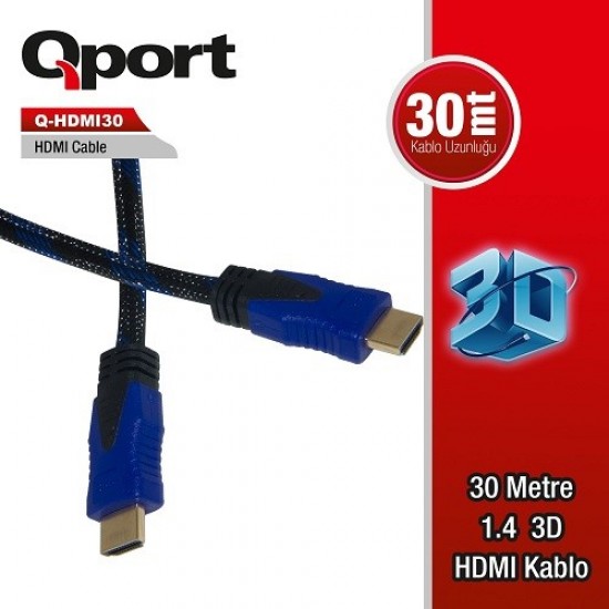 QPORT HDMI30 30metre HDMI Görüntü Kablosu 3D Gold 1.4v