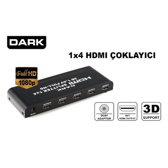 Dark 5port Dk-hd-sw4x1k 5port Hdmi (giriş) 1port Hdmi (çıkış) 4k Hdmi Switch