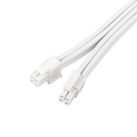 Silverstone 4+4 Pin Anakart Cpu - 8 Pin 16awg Yüksek Akım Taşıma Kapasiteli Cpu Güç Uzatma Kablosu 30cm (beyaz) (sst-pp07e-eps8w-v2)