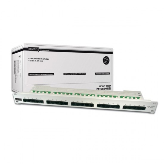 Digitus Dn-91325-1 19" 25 Port Cat-3 Isdn Patch Panel, Zırhsız