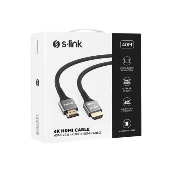 S-LINK SLX-HD4K40 40 Mt Metal v2.0 4K (4096*2160) 60Hz HDMI Kablo