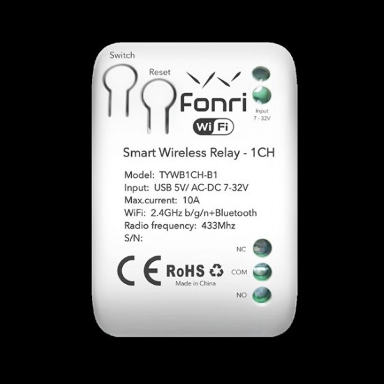 Fonri Wf3-tm4-0201-02 Wıfı Kablosuz Akıllı  Röle - Tek Kanal