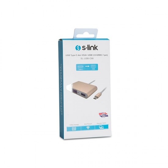 S-link Sl-usb-c66 0.15metre Type-c-usb 3.0_vga çevirici Adaptör Gold 4k