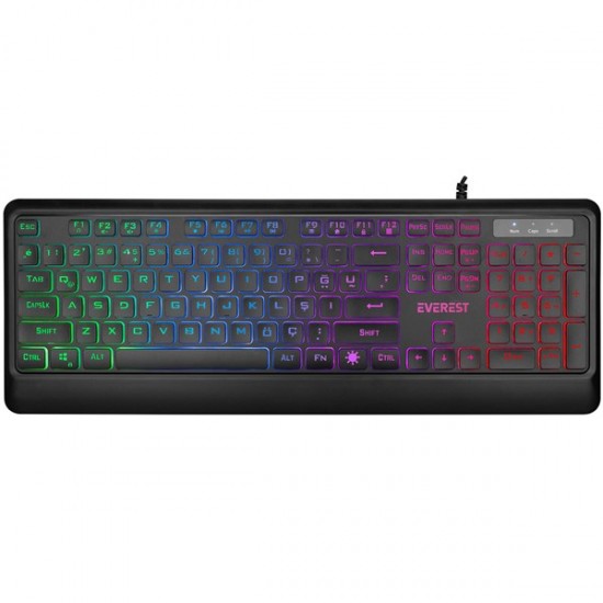 Everest Km-r59 Forza Plus Siyah Usb Rainbow Backlight Q Klavye + 1200 Dpi Mouse Set