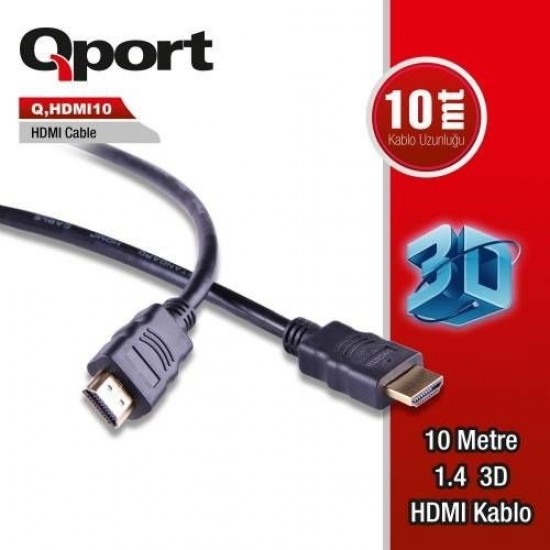 QPORT Q-HDMI10 10metre HDMI Görüntü Kablosu 3D Gold 1.4v