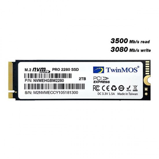 Twinmos 2tb Nvme2tb2280ap 3500- 3080mb/s M2 Pcie Nvme Gen3 Disk