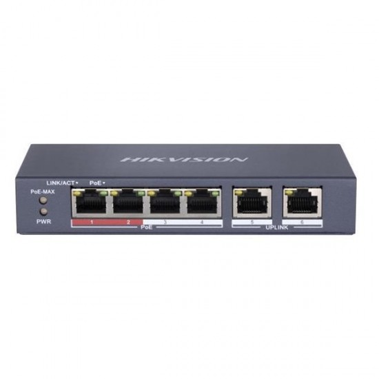 Hikvision 4port 35w Full Poe Ds-3e0106p-e/m 10/100 2x-uplink Yönetilemez Switch