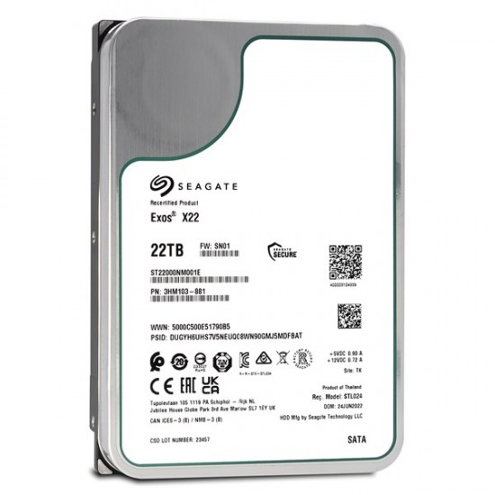 Seagate 22tb Exos X22 St22000nm001e 512mb 7200rpm Sata-3 Nas Ve Güvenlik Diski