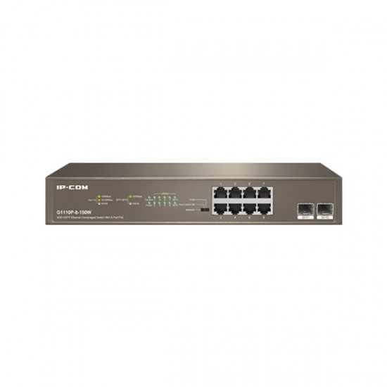 Ip-com 8port Ip-g1110p-8-150w Gigabit 2-sfp 150w Full Poe Yönetilemez Rack Mount Switch