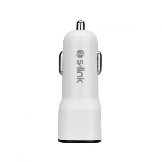 S-link Sl-ec30l Iphone Lightning Kablolu 3.4a 2 Usb Beyaz Araç şarj Cihazı