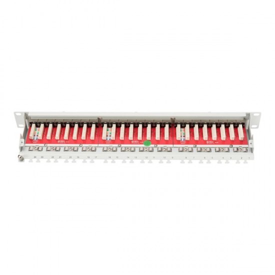 Digitus Dn-91624s-ea 19" 24 Port Cat-6a Ea Sınıfı Ftp Patch Panel, Zırhlı, 1u, Tozdan Korumak Için Kapaklı